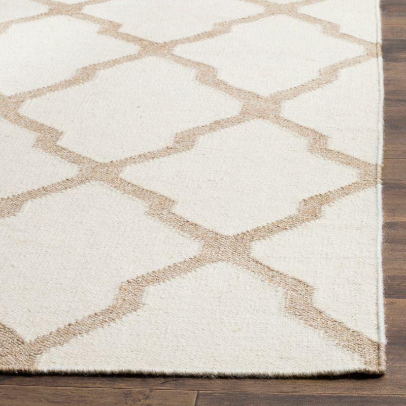 Ivory and Camel Handwoven Wool Flat Weave Area Rug