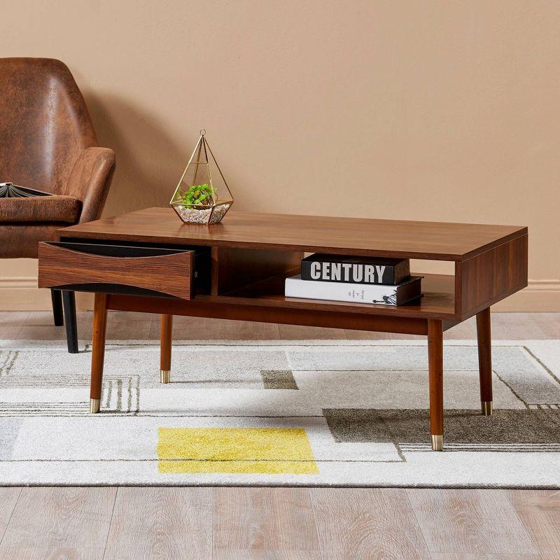 Wrought Studio™ Sabornton 40" Wooden Coffee Table with Drawer, Walnut & Reviews | Wayfair