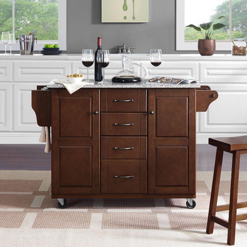 Eleanor Granite Top Kitchen Cart Mahogany/Gray - Crosley