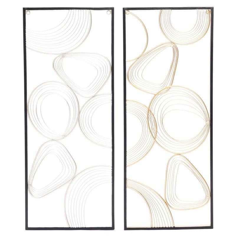 LuxenHome Gold and Silver Abstract Rectangular Metal Wall Decor Living Room Decor Set of 2