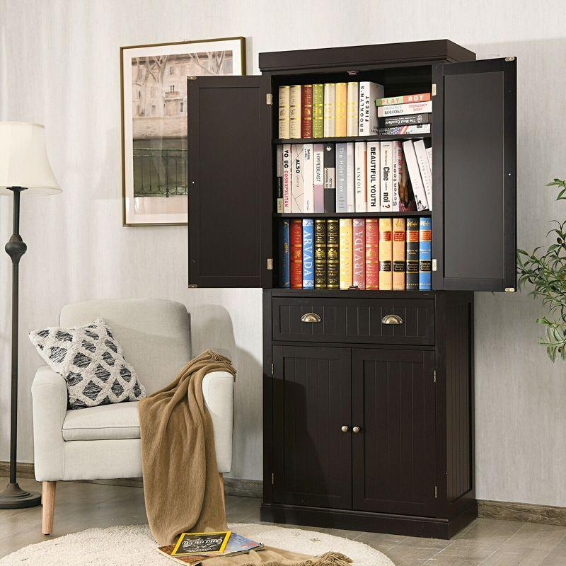 Costway Kitchen Cabinet Pantry Cupboard Freestanding with Shelves Espresso