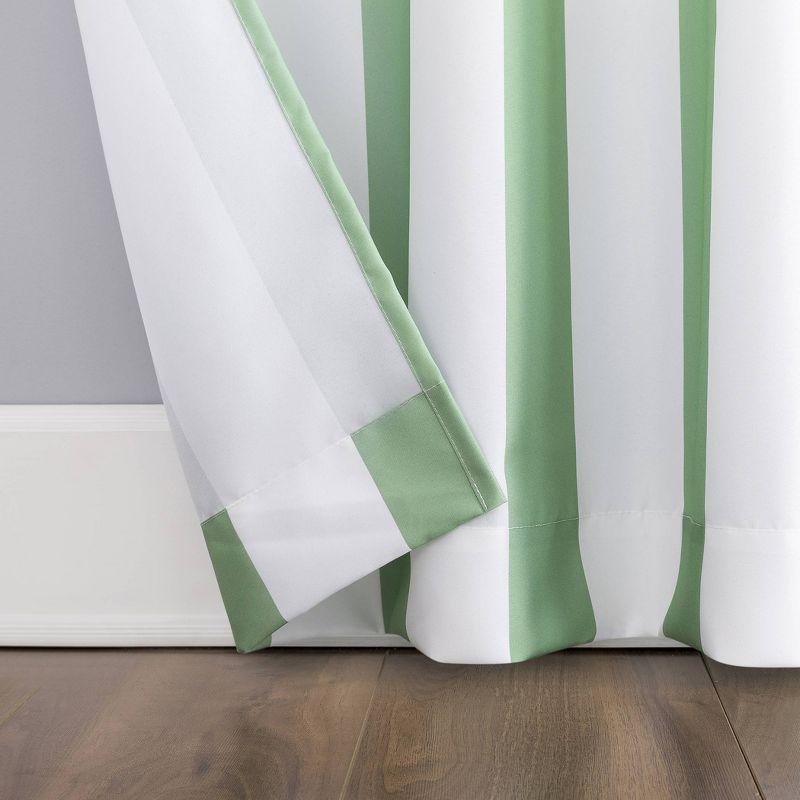 108"x54" Valencia Cabana Striped Indoor/Outdoor UV Protectant Room Darkening Grommet Curtain Panel Spa Green - Sun Zero