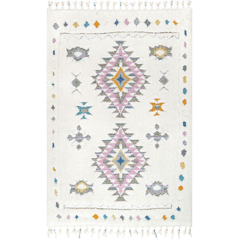 Nuloom Jocelyn Diamond 2x3 Accent Shag Indoor Area Rug for Living Room Bedroom Dining Room Nursery Entryway, Off White/Ivory