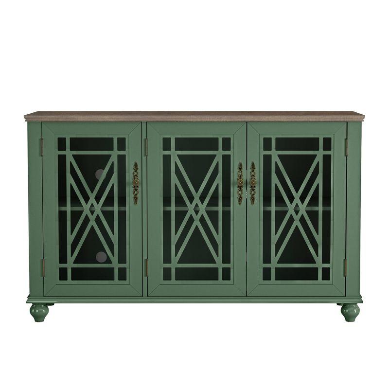 Festivo 55" Green Vintage Wood Sideboard Buffet Cabinet