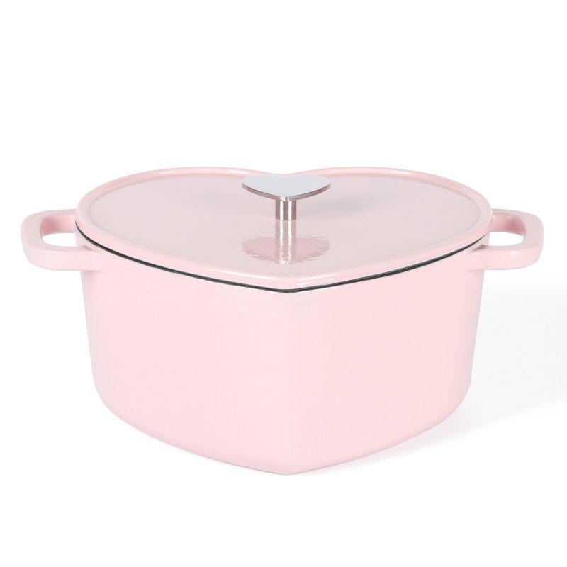 Martha Stewart Martha Stewart Heart Shape 2 QT Enamel Cast Iron Dutch Oven - Pink