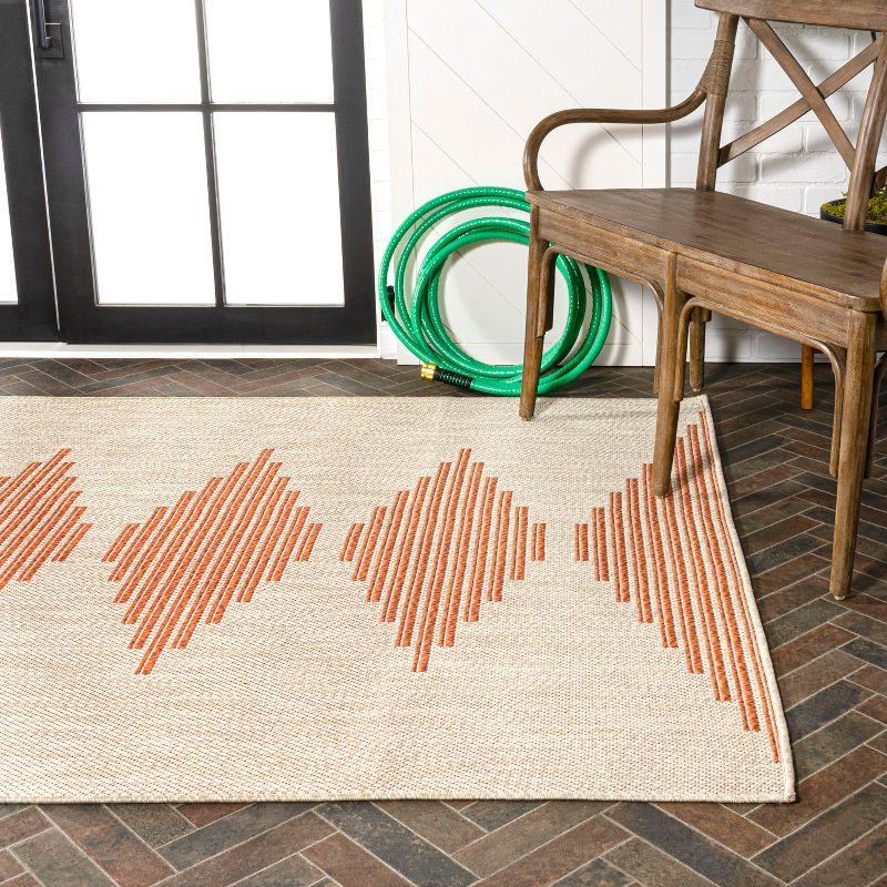 Beige and Orange Stripe 8' x 10' Synthetic Indoor/Outdoor Rug