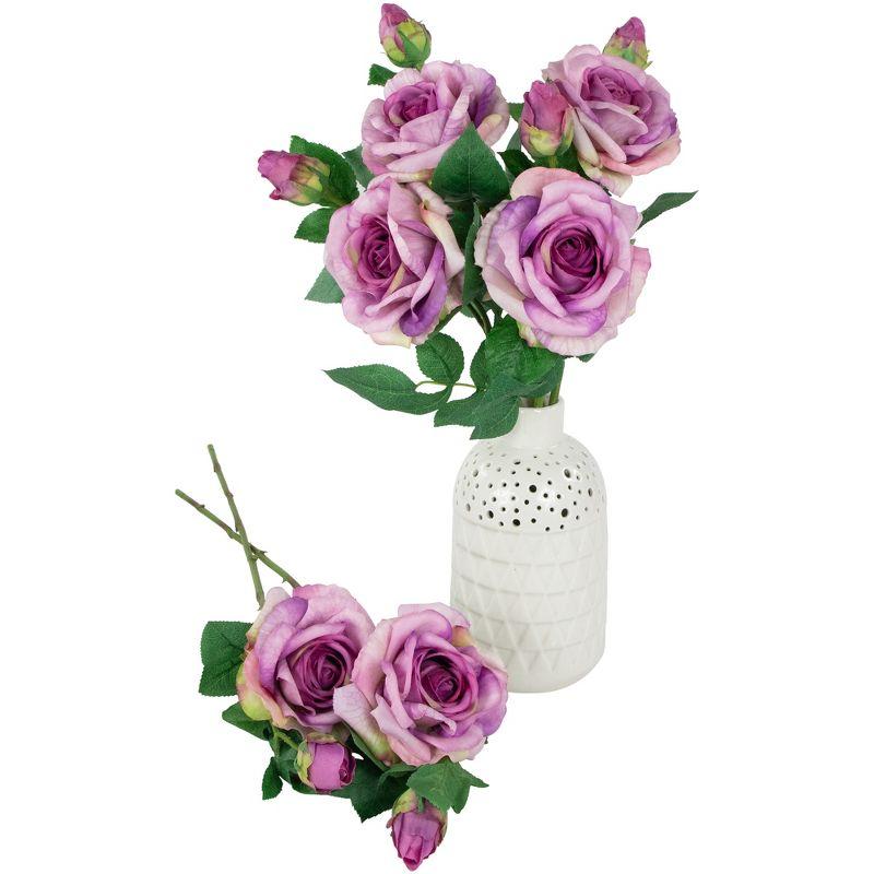 Northlight Real Touch™ Purple Artificial Rose Stems, Set of 6 - 26"