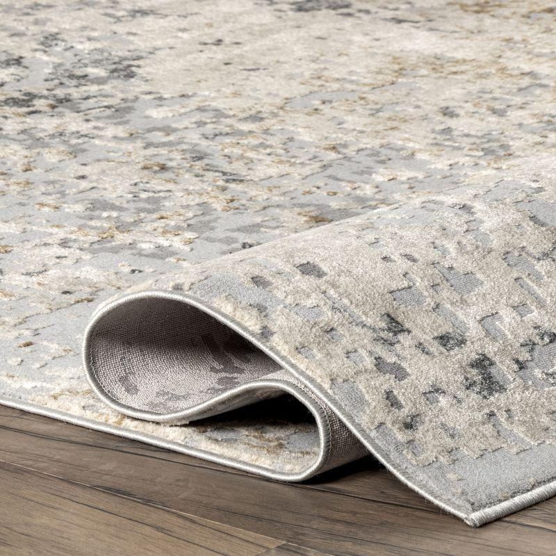 Chastin Gray Abstract 6' Square Synthetic Area Rug