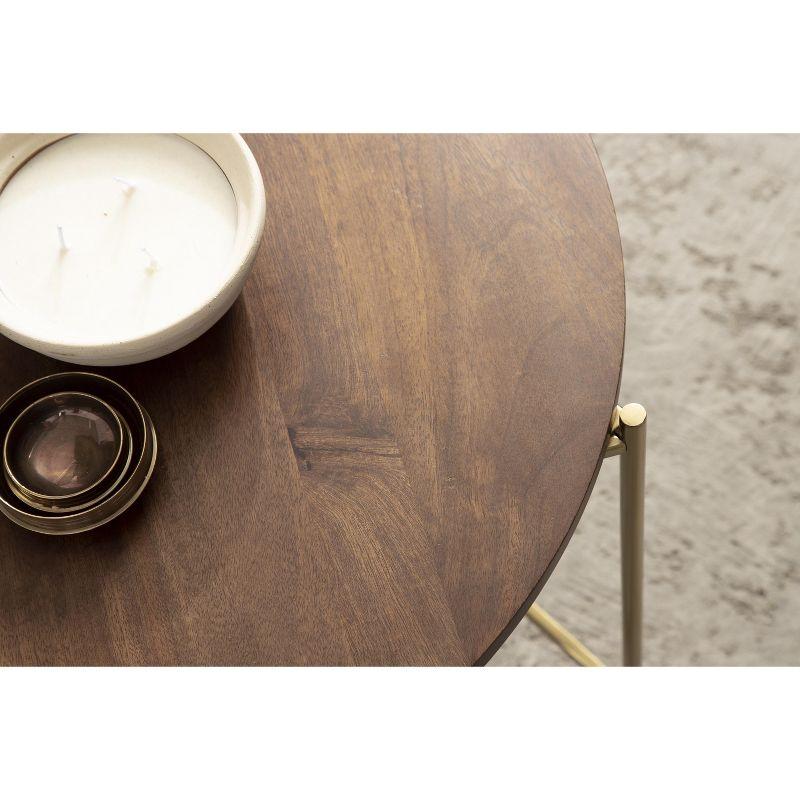 Kate and Laurel Ulani Round Wood Nesting Table, 2 Piece, Walnut Brown and Gold