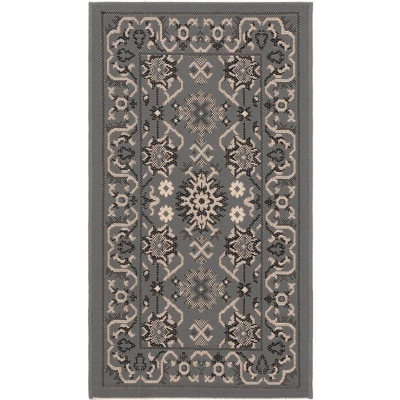 Grey and Cream Synthetic Easy Care Area Rug, 24" x 4"