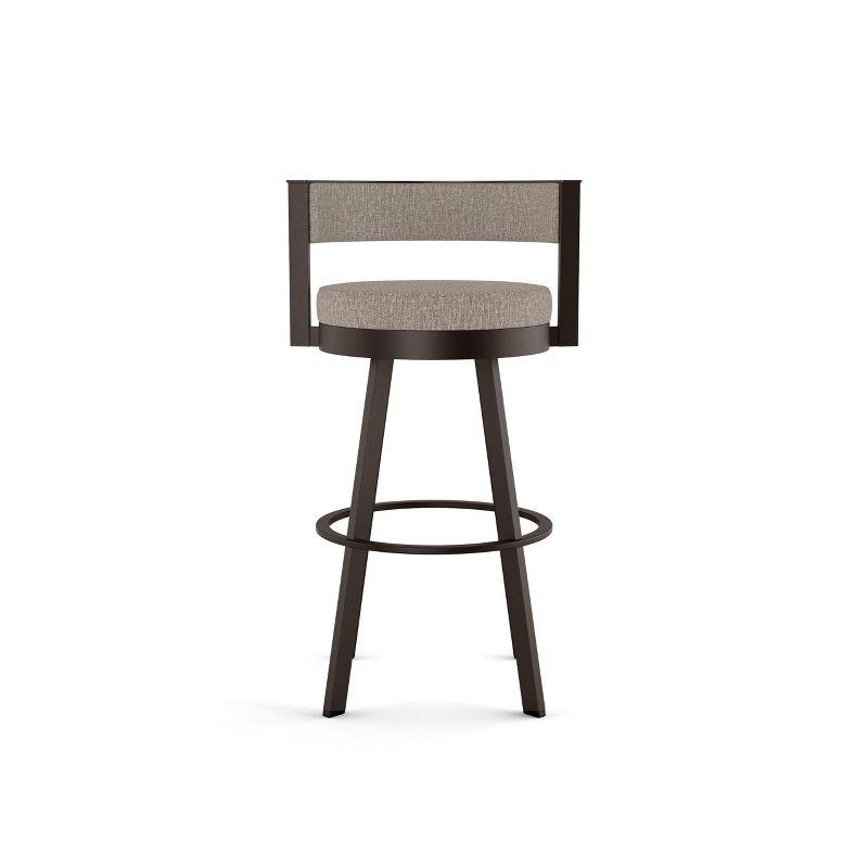 Modern Swivel Counter Stool in Beige & Dark Brown with Metal Frame