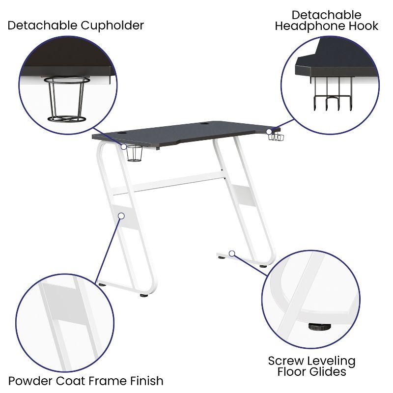 Flash Furniture Gaming Ergonomic Desk with Cup Holder and Headphone Hook