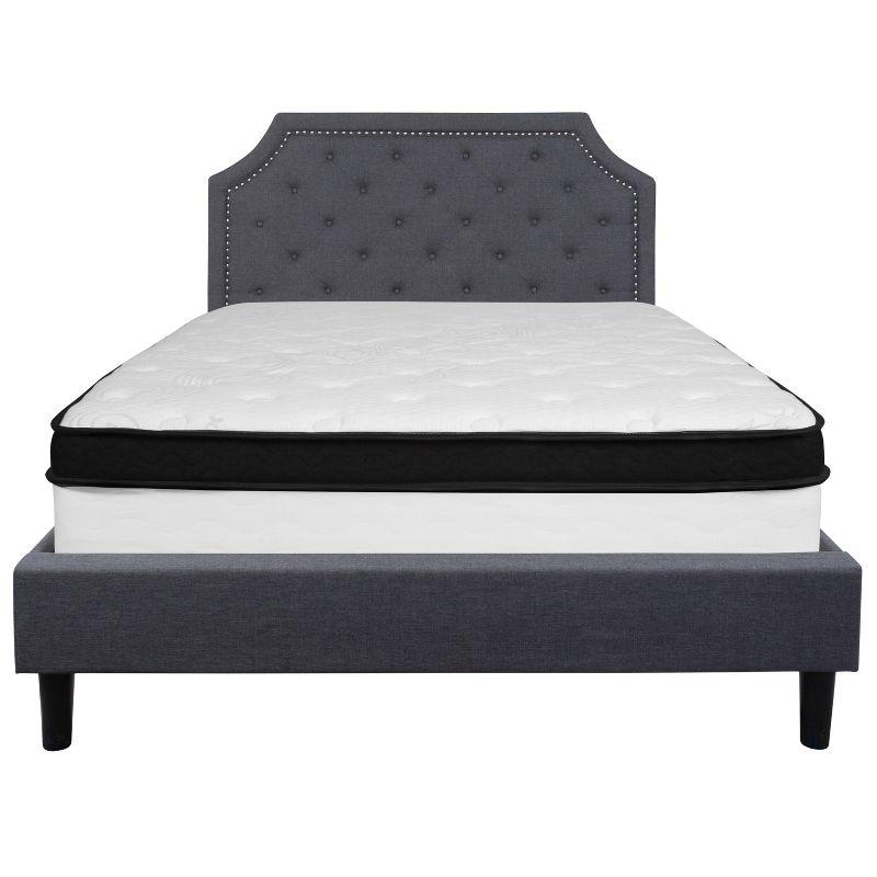 Flash Furniture Brighton Arched Tufted Upholstered Platform Bed and Memory Foam Pocket Spring Mattress