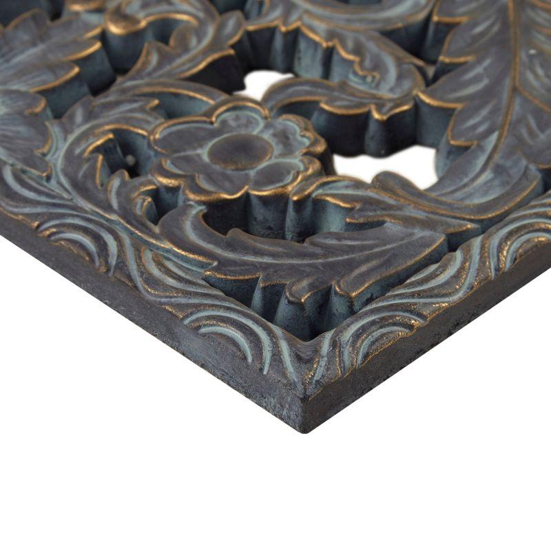 2pc Botanical Carved Wall Decor Panel Set Bronze - Madison Park: MDF Antique Finish, Vertical Orientation