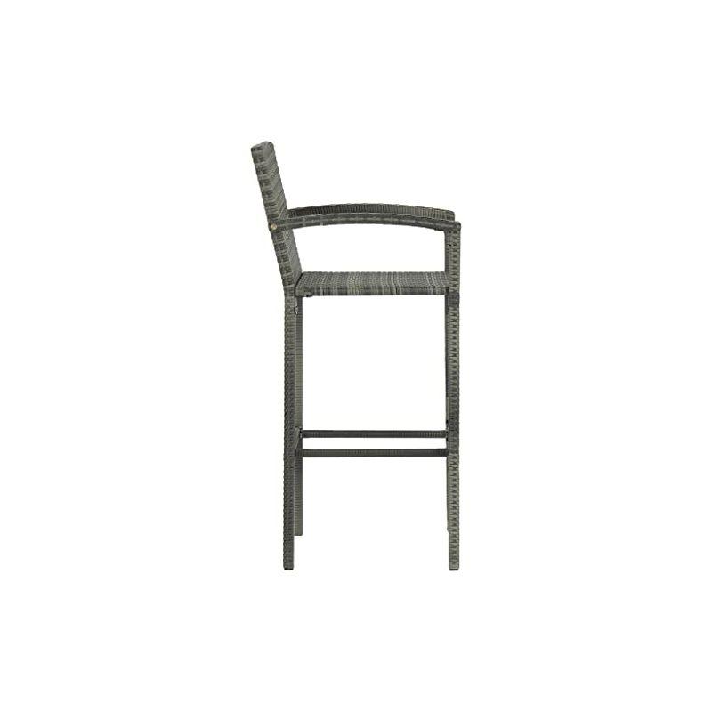 vidaXL Bar Stool Set of 4 Grey PE rattan, powder-coated steel Medium