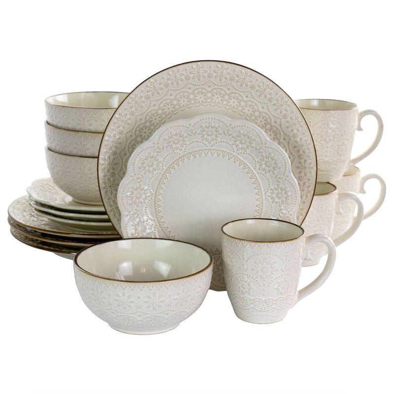 Elama 16 Piece Stoneware Dinnerware Set - Service for 4