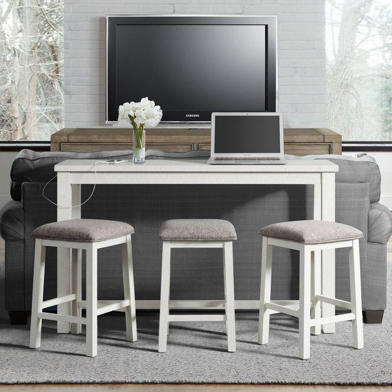 Stanford Multipurpose Dining Table Set White - Picket House Furnishings: 4-Piece, High Top, MDF Frame, Polyester Upholstery