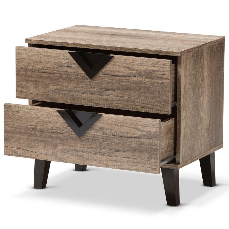 Swanson Modern and Contemporary Wood 2 - Drawer Nightstand - Light Brown - Baxton Studio: Includes Anti-Tip Hardware, Polyethylene Surface