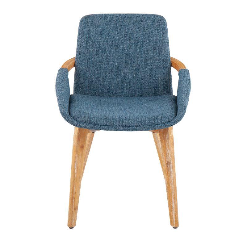 Cosmo Blue Fabric and Natural Wood Mid-Century Arm Chair