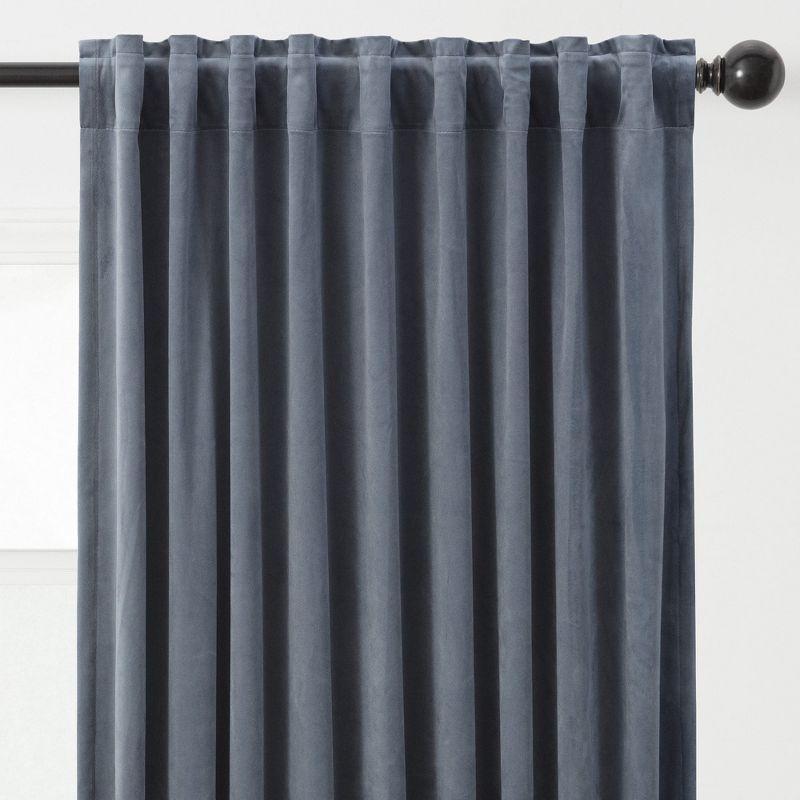 Chanasya 2pk Solid Velvet Room Darkening Blackout Privacy Window Curtain Panels - Set of 2 - 52 x 96 Inches Long - Slate Blue
