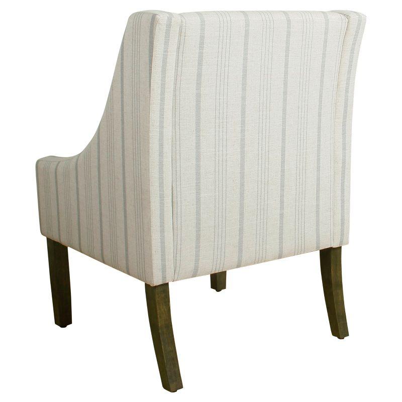 Gray Stripe Wood Frame Modern Accent Chair