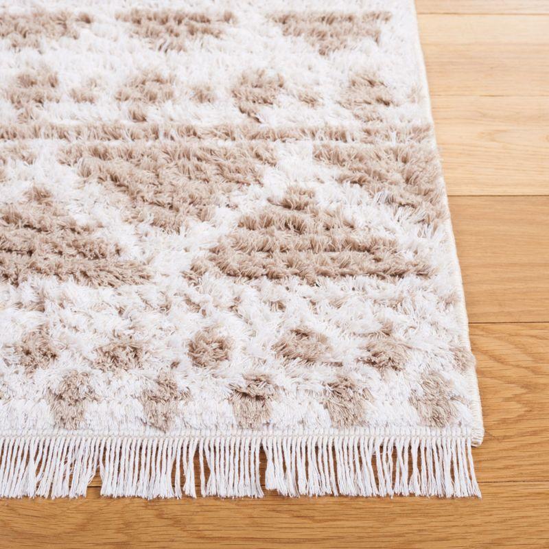 Ivory and Beige Flat Woven Synthetic 4' x 6' Area Rug