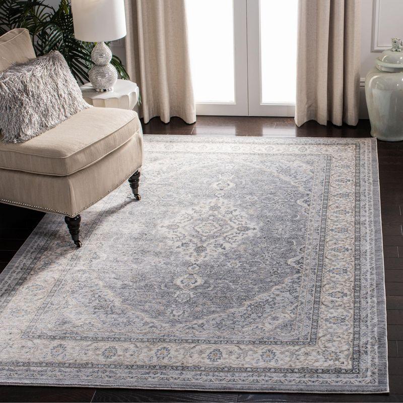 Isabella Gray and Cream Round Synthetic Area Rug