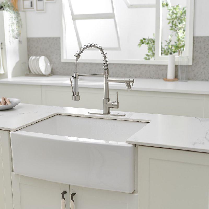 Brushed Nickel High-Arc Single Handle Kitchen Faucet with Pull-Out Spray