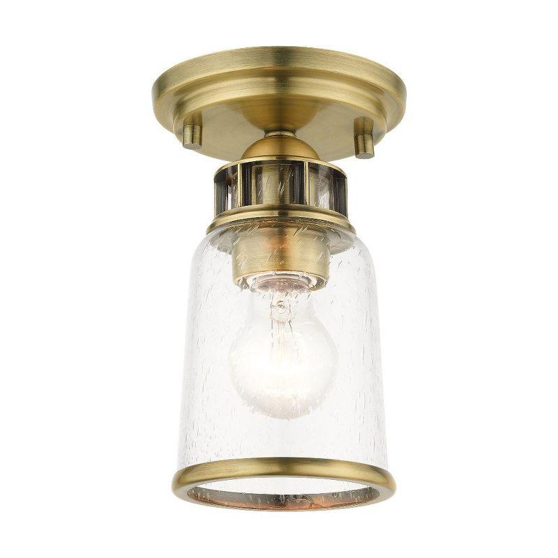 Livex Lighting Lawrenceville 1 - Light Flush Mount in  Antique Brass