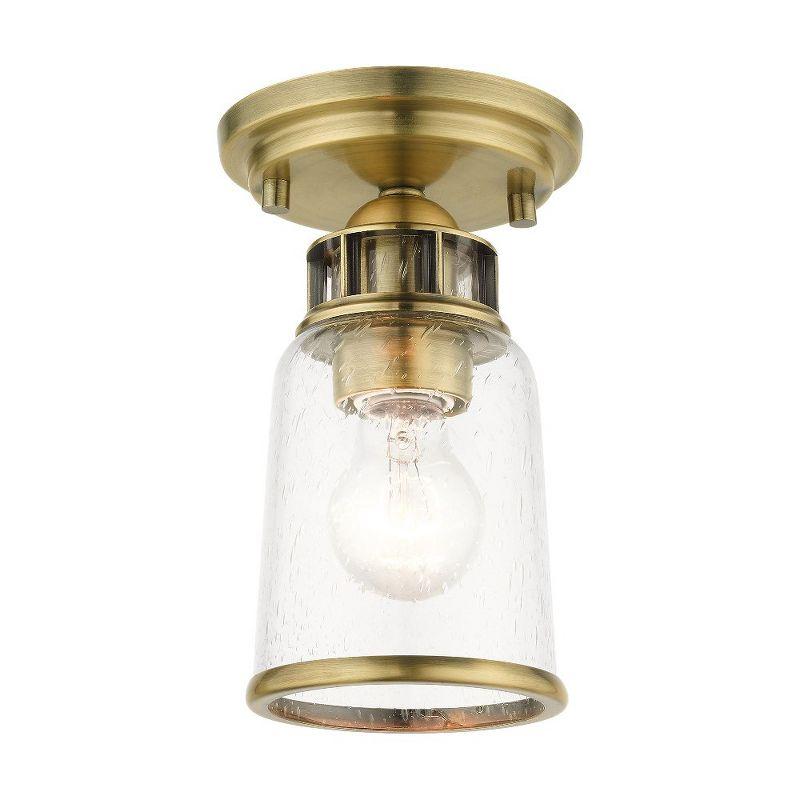 Livex Lighting Lawrenceville 1 - Light Flush Mount in  Antique Brass