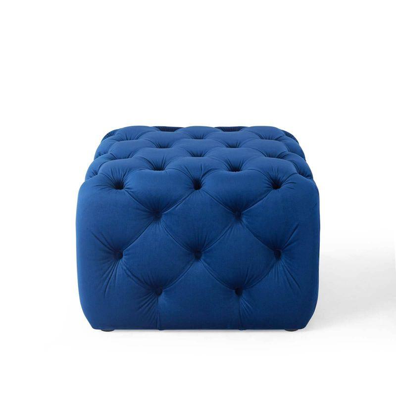 Anthem Navy Tufted Square Performance Velvet Ottoman