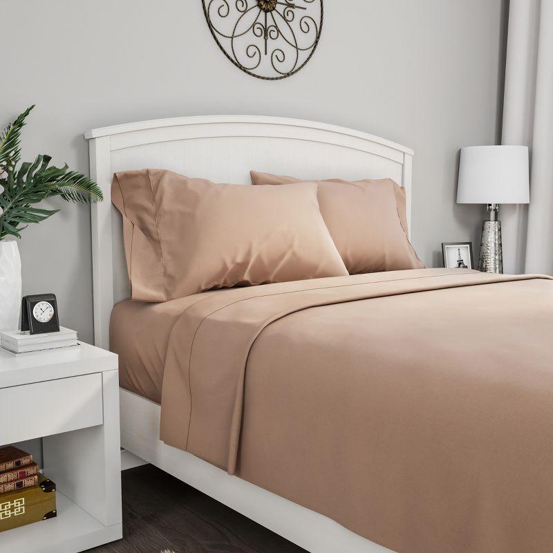 Hastings Home 4-pc Brushed Microfiber Sheet Set - Queen, Taupe