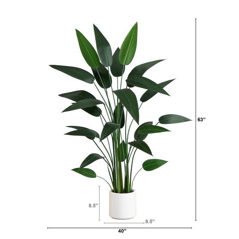 Nearly Natural 5-ft Artificial Sky Bird Tree in White Decorative Planter