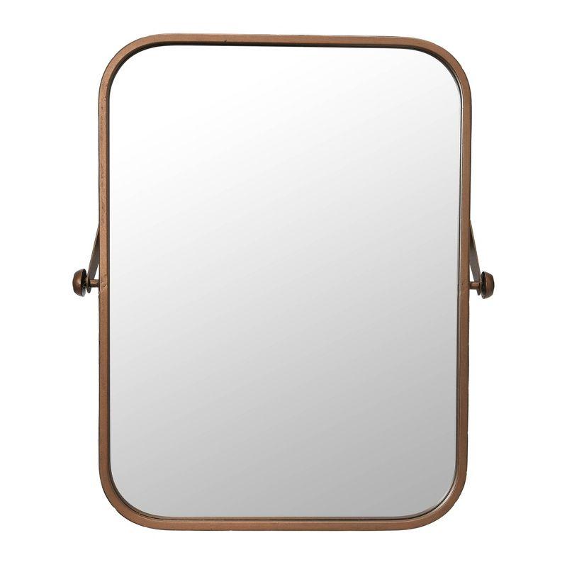 24" x 20.5" Decorative Pivoting Wall Mirror Copper - Storied Home: Rustic Wood Frame, No Assembly Required