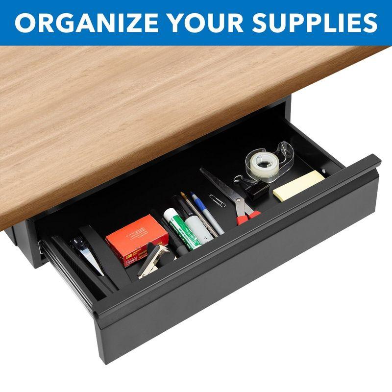 Mount-It! Under Desk Pull-Out Drawer Kit With Smooth Sliding Track | Office Storage Organizer | Mounts To Desktops Tables And Workbenches Over 0.71 Inches Thick | Matte Black