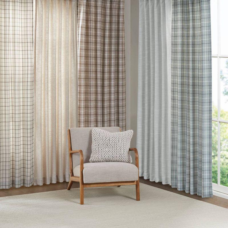 Anaheim Woven Plaid Room Darkening Thermal Fleece Lined Single Curtain Panel