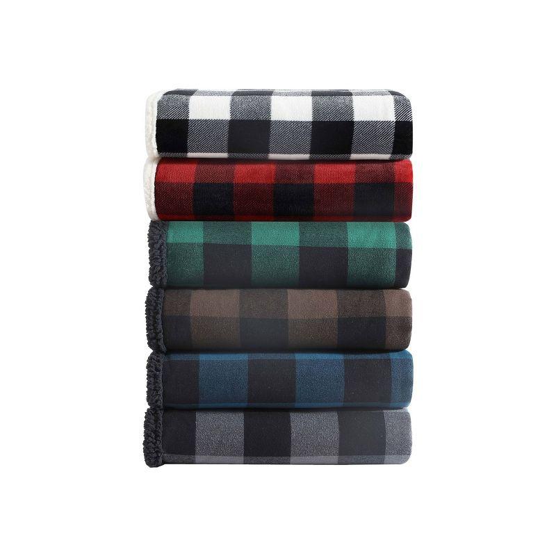 Eddie Bauer Cabin Plaid Flannel/Sherpa Throw Blanket