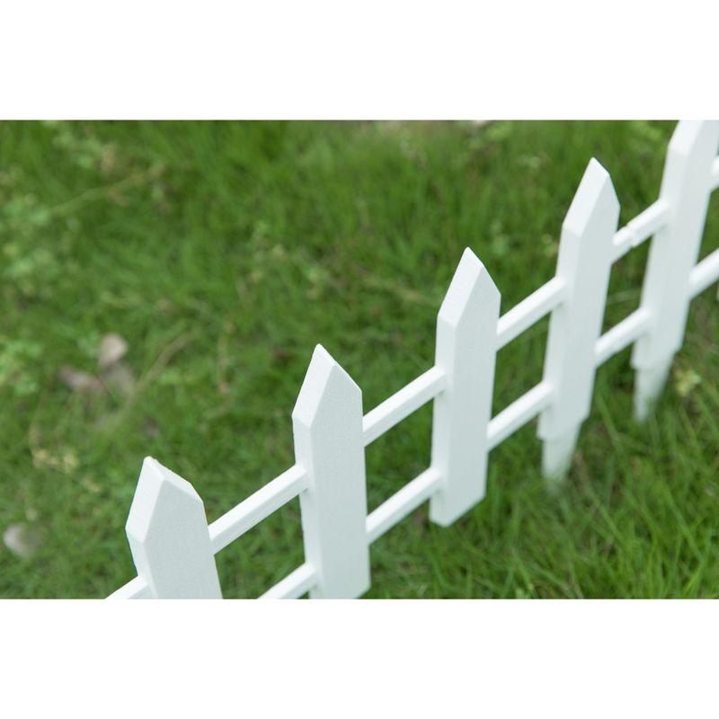 Gardenised Vinyl Wrought Iron- Look Garden Ornamental Edging, Lawn Picket Fence Landscape Panel Border, Flower Bed Barrier, One Piece