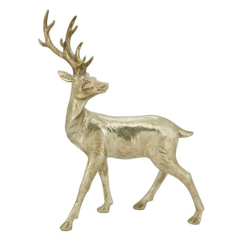 Silver Resin Standing Deer Figurine, 18-inch