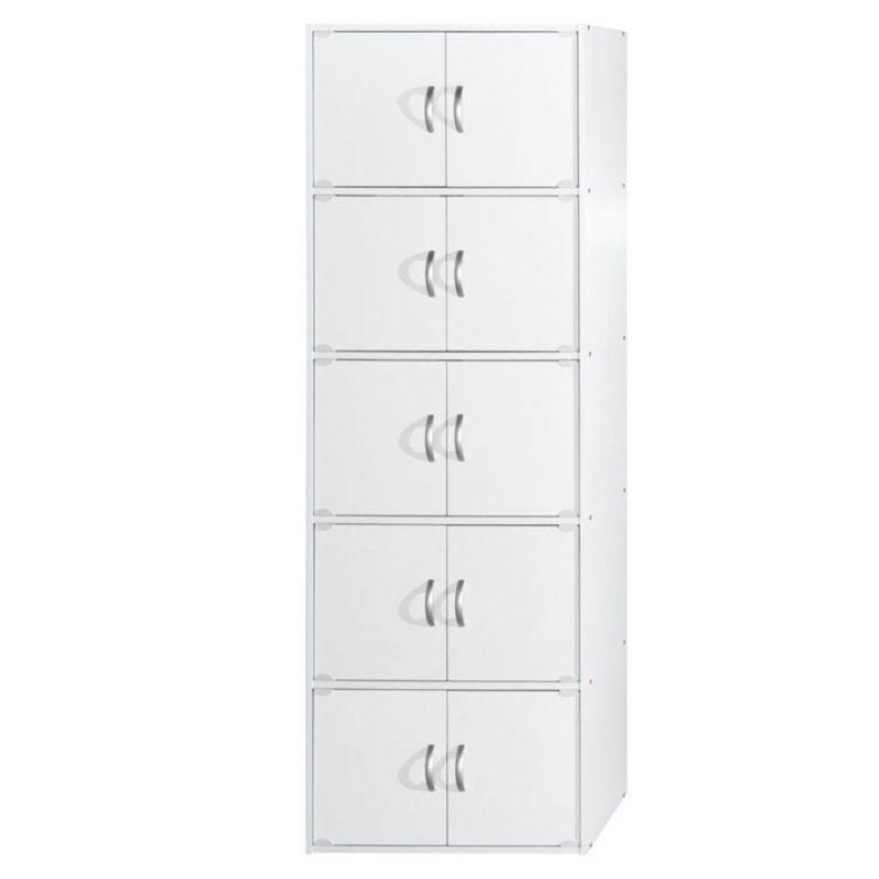 70.1" White Lockable Office Storage Cabinet with Shelves