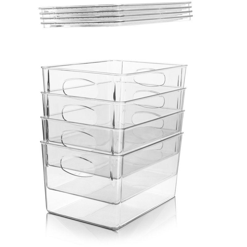 Sorbus Large Plastic Storage Bins with Lids - for Kitchen Organization, Pantry/Storage Organizers, Fridge Organizer - Clear Storage Bins (4 pack)