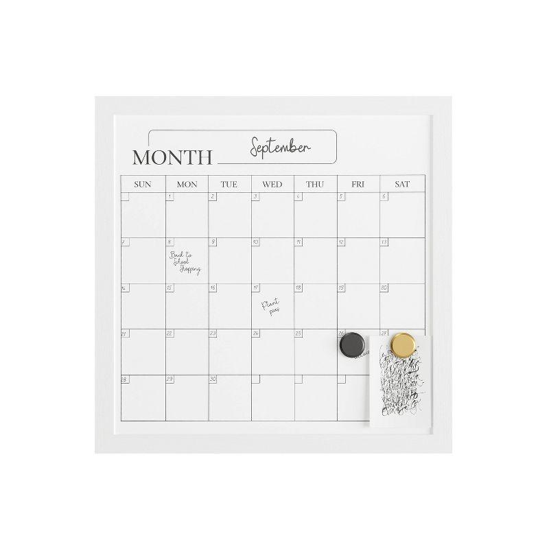 Thomas Martha Stewart Magnetic Monthly Calendar Dry Erase Board with Woodgrain Frame, Dry Erase Marker, and 2 Magnets