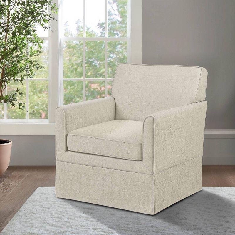 Cream Microfiber Slipcover Accent Chair with Track Arms