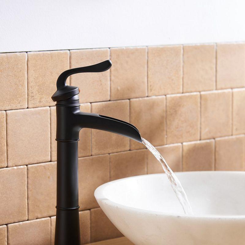 Matte Black Single-Handle Waterfall Vessel Bathroom Faucet