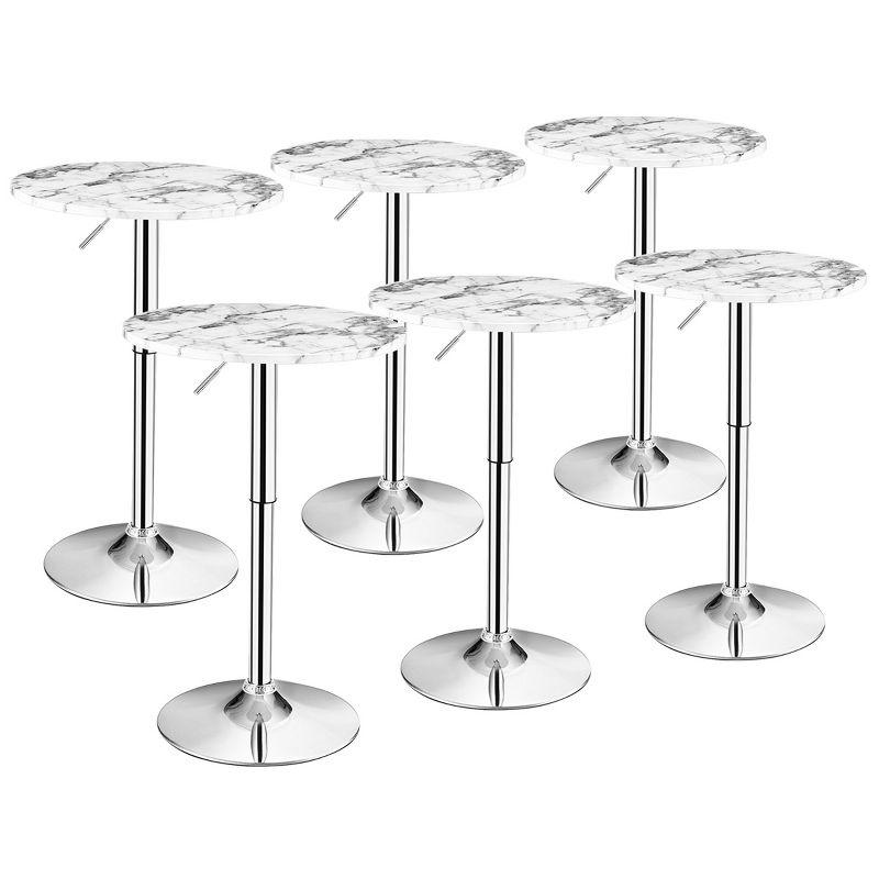 Elevate 24" Round White Marble & Metal Counter Height Bar Stools - Set of 6