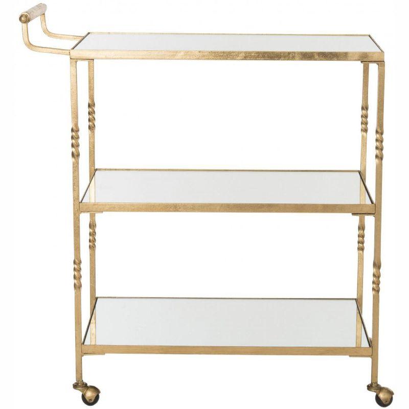Aurelius 30" Gold Iron Bar Cart with Mirrored Shelves