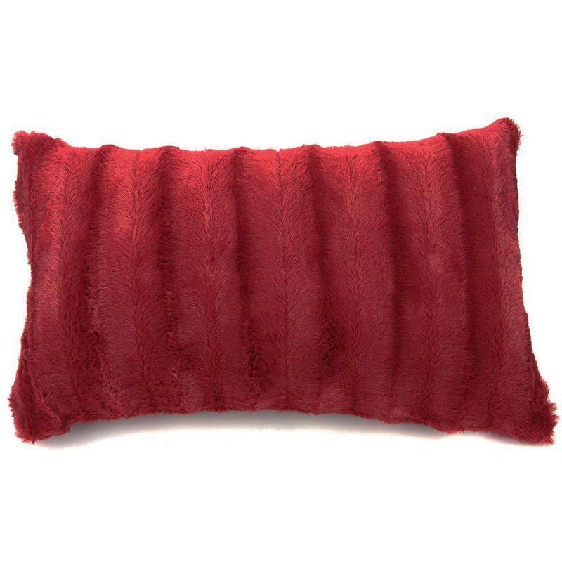 Maroon Faux Fur Decorative Throw Pillow Cover