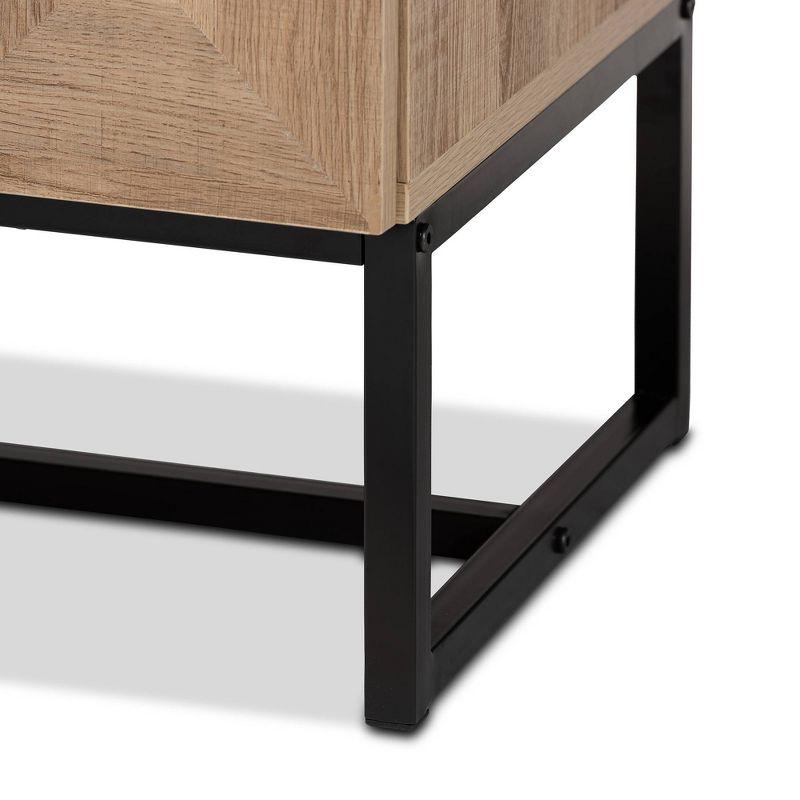 Darien Wood and Metal 2 Door Storage Cabinet Brown/Black - Baxton Studio: Modern Accent Furniture with Fixed Shelves