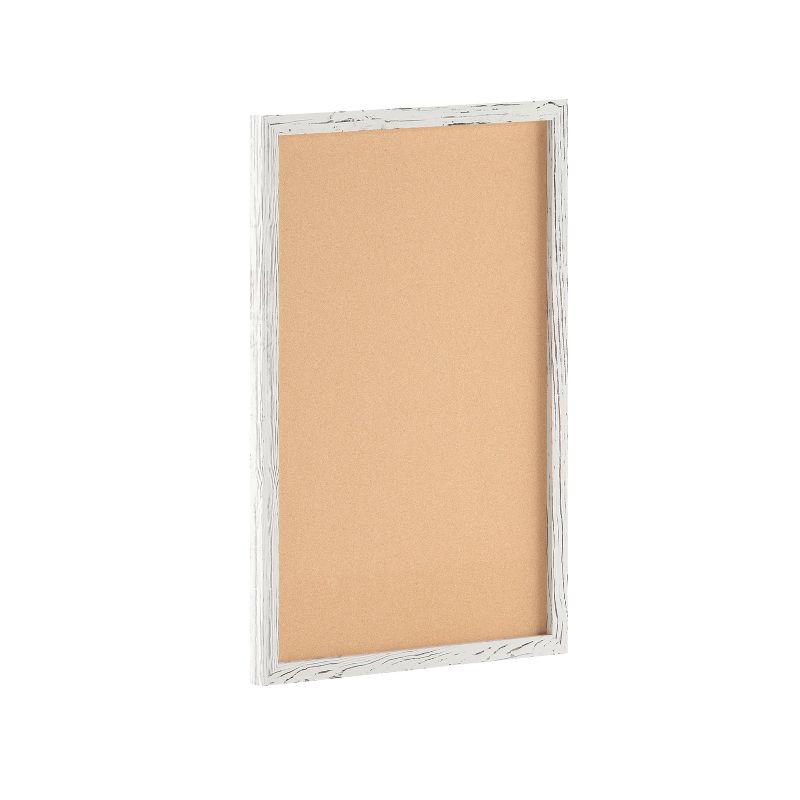 Whitewashed Wooden Frame Cork Display Board with Push Pins