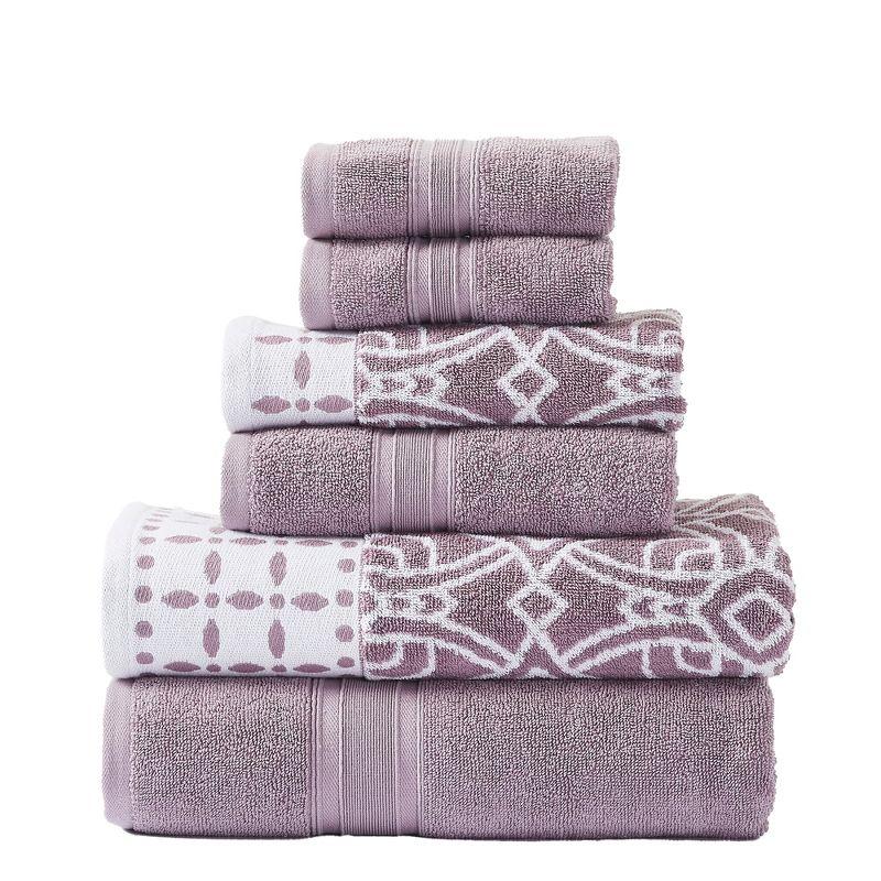 Modern Threads Modern Threads 6 Piece Set, 2 Bath Towels, 2 Hand Towels, 2 Washcloths Yarn Dyed Jacquard/Solid Towel Set Monroe